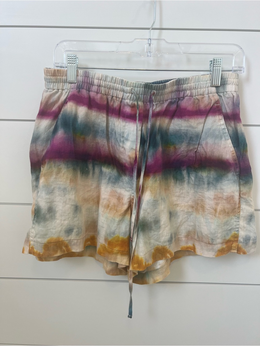 Banana Republic Tie-Dye Linen Blend Shorts - Pink, Green, Yellow